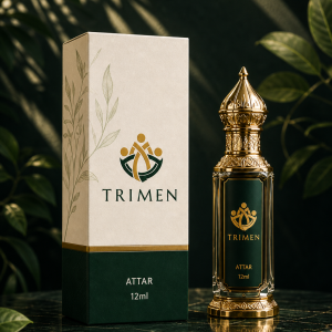 TRIMEN attar box beside bottle