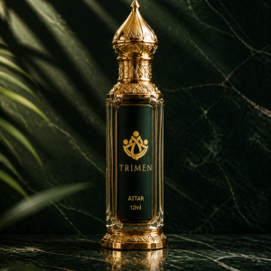 TRIMEN attar bottle among palm leaves